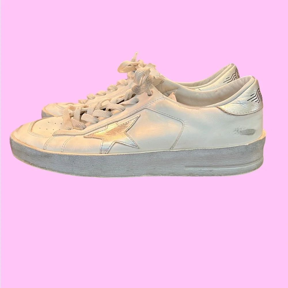 Golden Goose Stardan with silver metallic leather star and heel tab size 40 - Picture 7 of 12